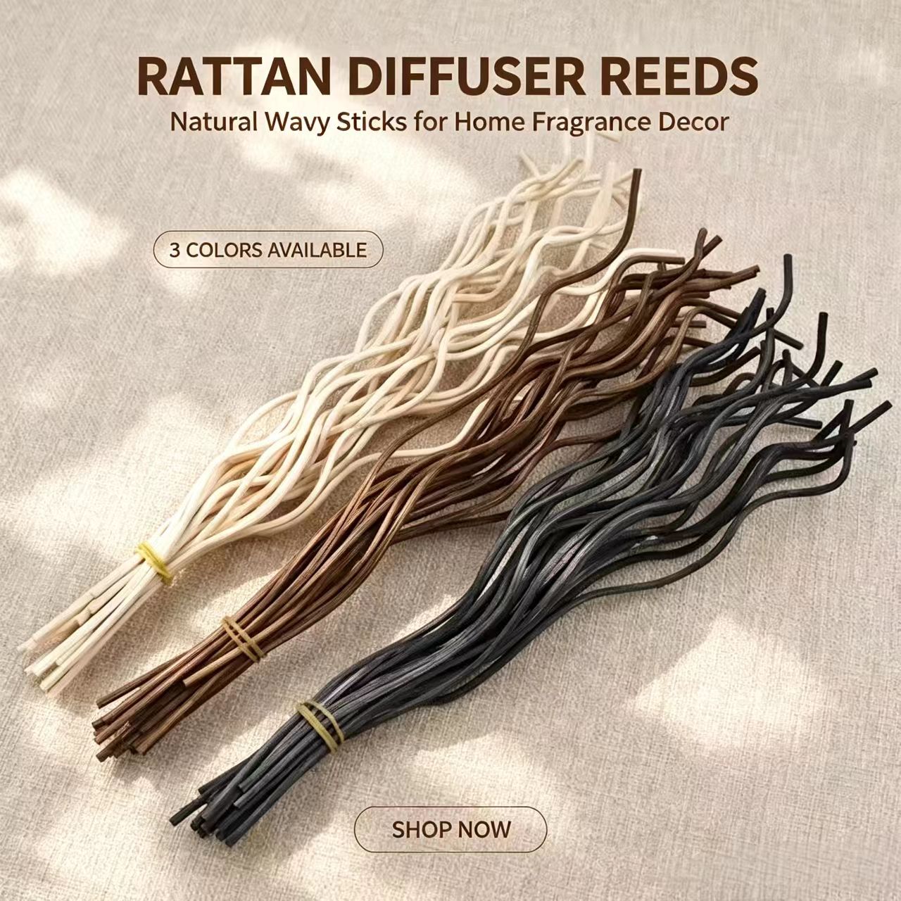 Home Fragrance Products - 20Pcs Long Wavy Rattan Reed Diffuser