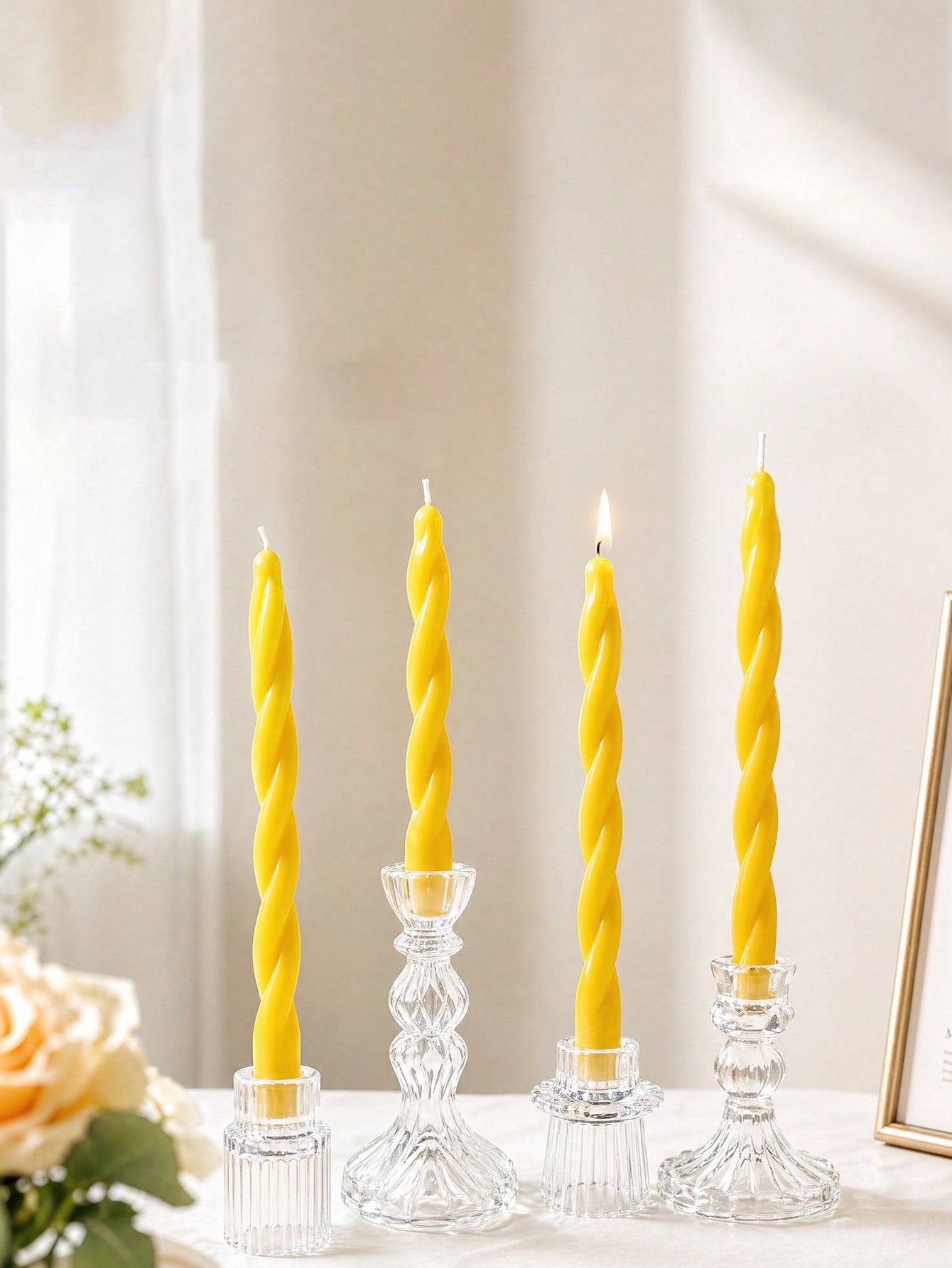 4pcs Set New Yellow Twisted Fr - Home Fragrance Candles review and price